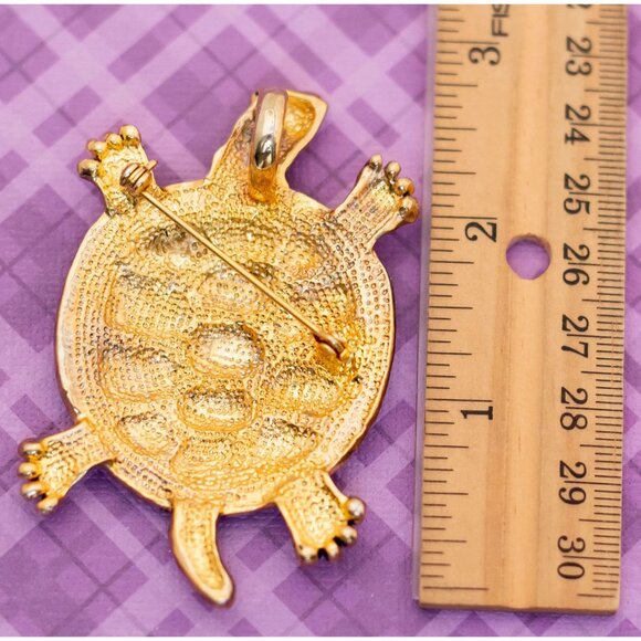 Vintage Intricate Silver Tone Shell Turtle Brooch - V18 - Picture 3 of 3